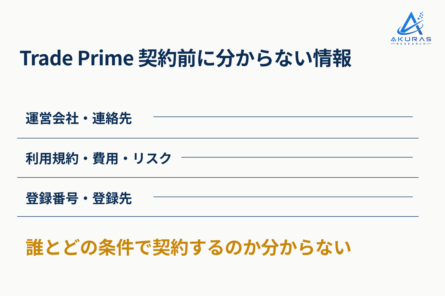 Trade Primeは契約相手・費用・登録の根拠を示さない詐欺サイト